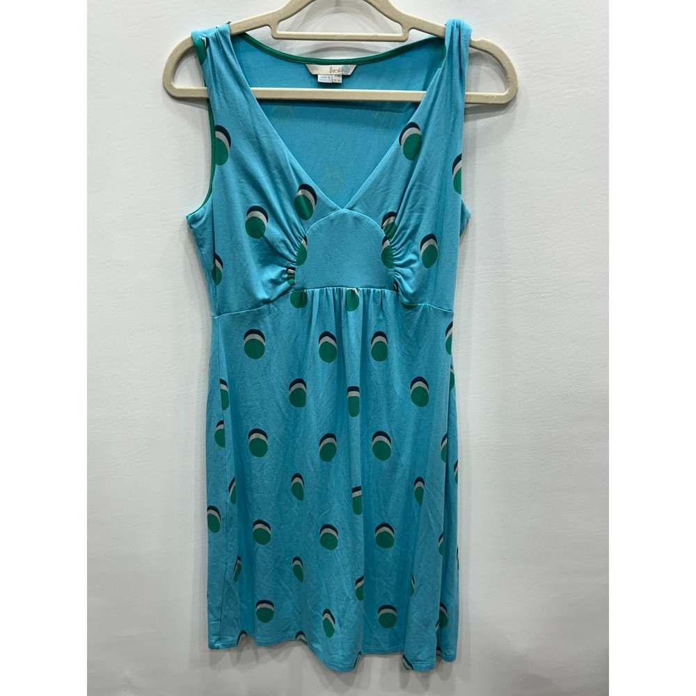 Boden Dress Women's 6 Blue Turquoise Polka Dot Sleeveless Fit Flare Summer Dress